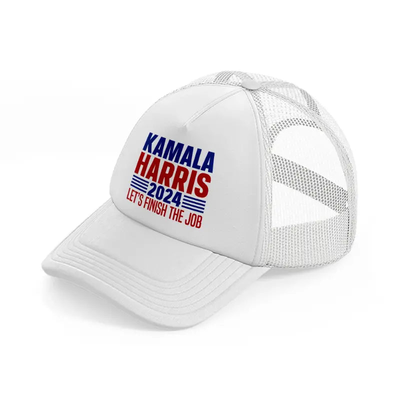 Kamala Harris Let's Finish The Job white Trucker Hat