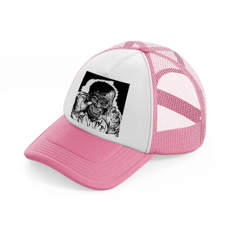 handsy monster-pink-and-white-trucker-hat