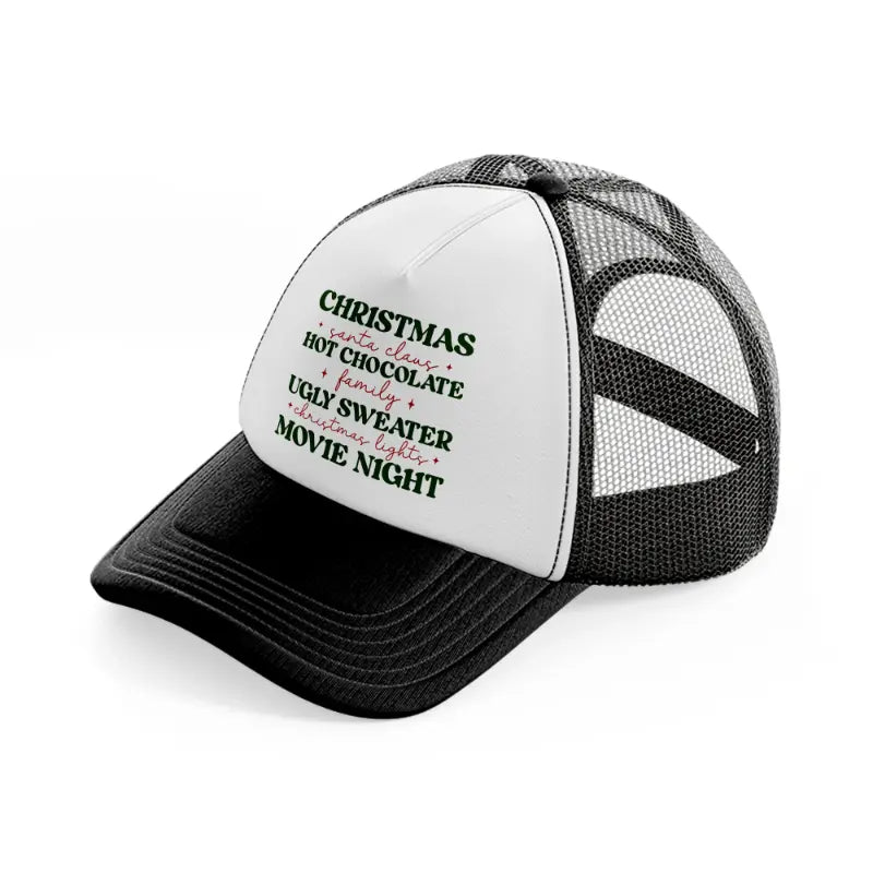 christmas santa clause hot chocolate black and white trucker hat