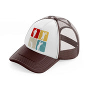 golf pose-brown-trucker-hat