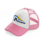 la chargers logo-pink-and-white-trucker-hat