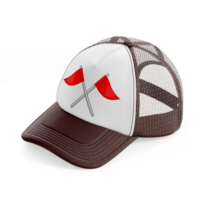 golf flags brown trucker hat