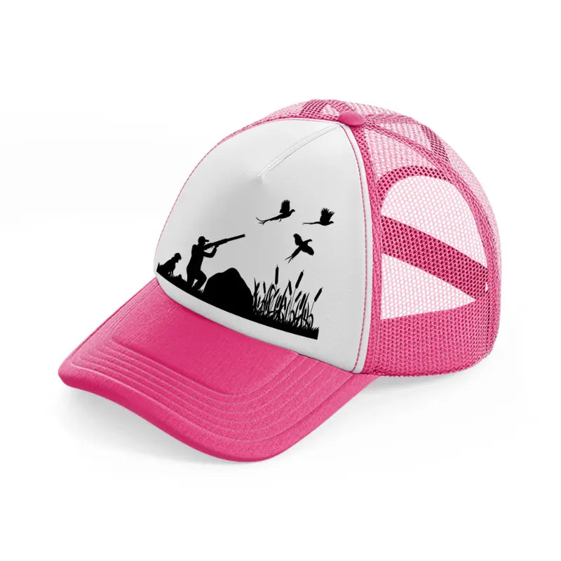 hunting-neon-pink-trucker-hat