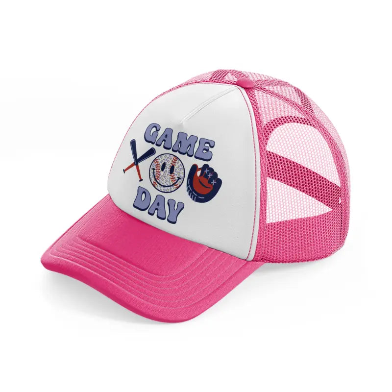 game day neon pink trucker hat