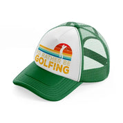 i'd rather be golfing retro green and white trucker hat