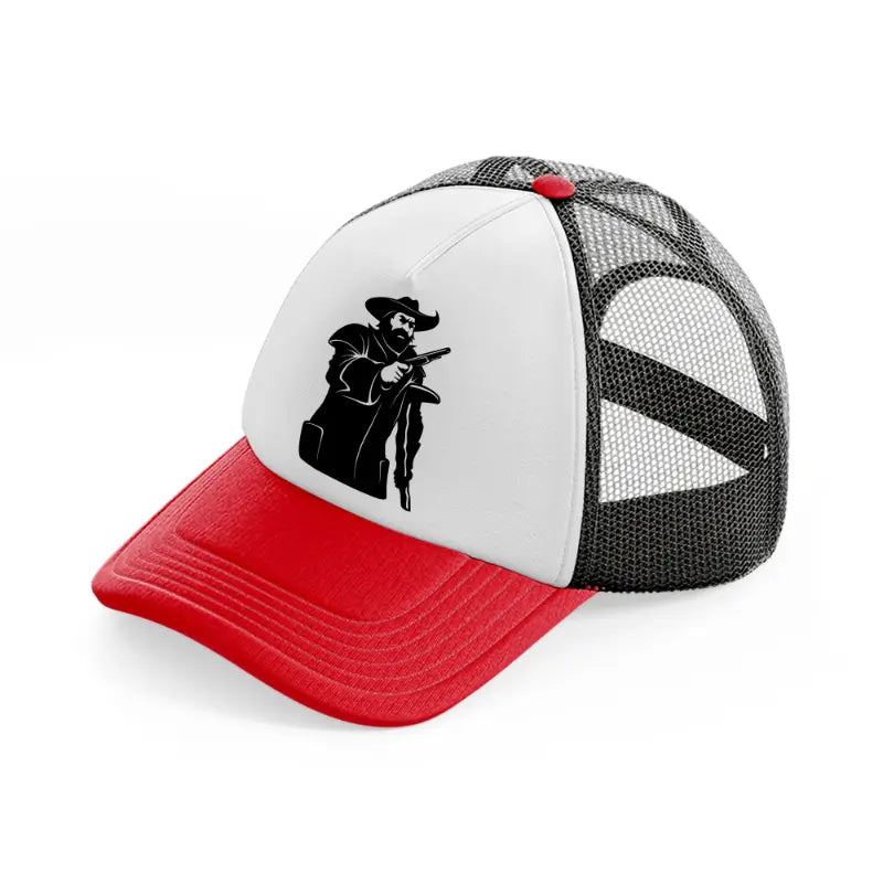 pirate captain & gun-red-and-black-trucker-hat