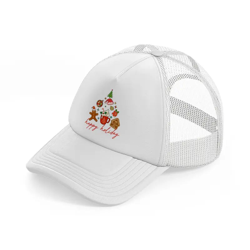 happy holiday-white-trucker-hat
