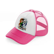 monster x hunter neon pink trucker hat