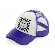 black & white happy face-purple-trucker-hat