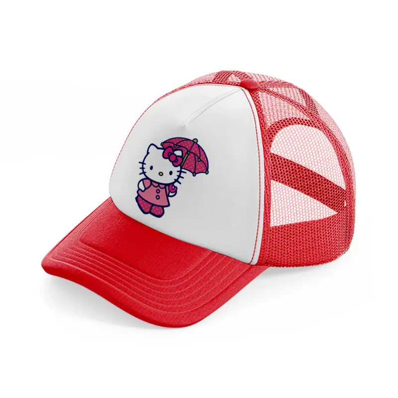 hello kitty umbrella red and white trucker hat