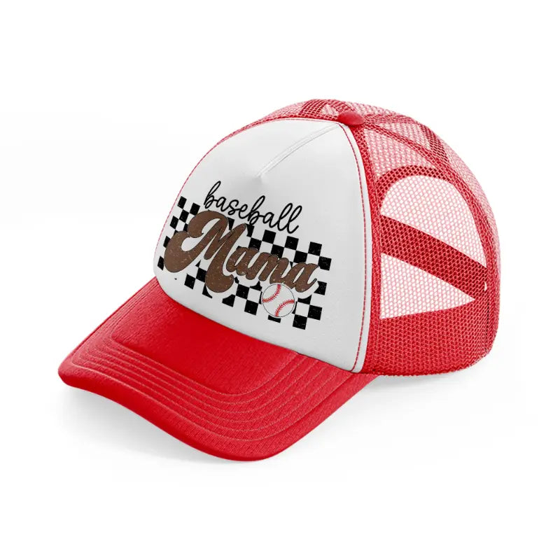 baseball mama-red-and-white-trucker-hat