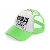 too hot to handle lime green trucker hat