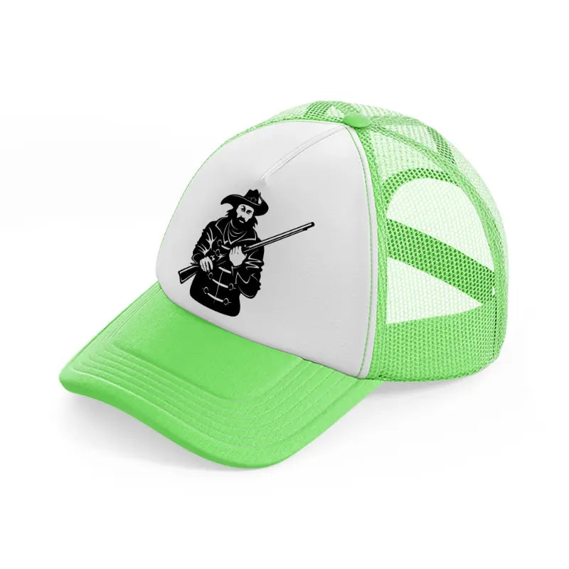 pirate with rifle-lime-green-trucker-hat