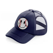 smiley baseball-navy-blue-trucker-hat