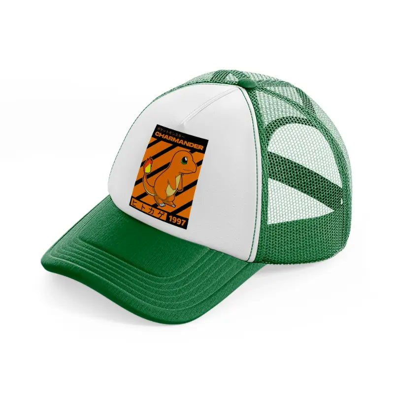 charmander green and white trucker hat