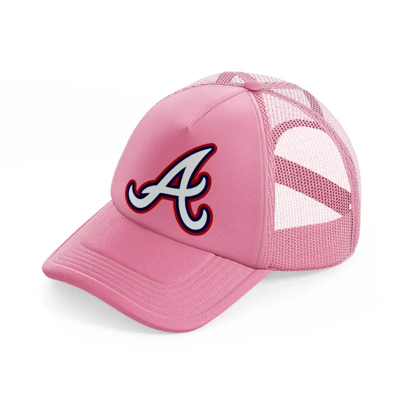 atlanta braves emblem pink trucker hat