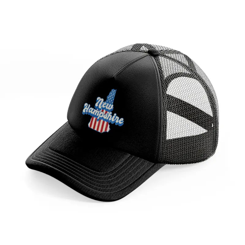 new hampshire flag black trucker hat