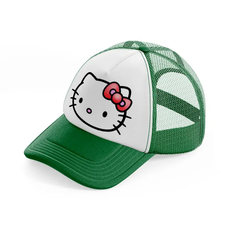 hello kitty emoji green and white trucker hat