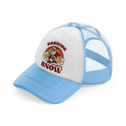 dashing through the snow-sky-blue-trucker-hat