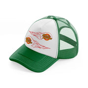 harley-davidson fire wheels-green-and-white-trucker-hat