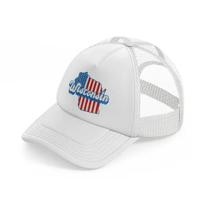 wisconsin flag-white-trucker-hat