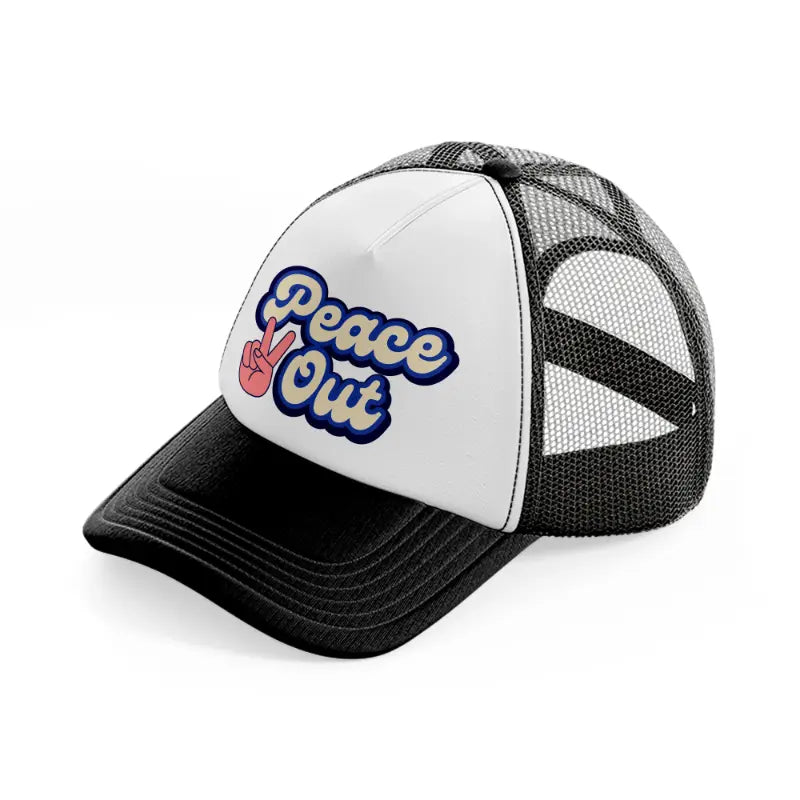 peace out black and white trucker hat