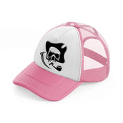 skull is piping pink and white trucker hat