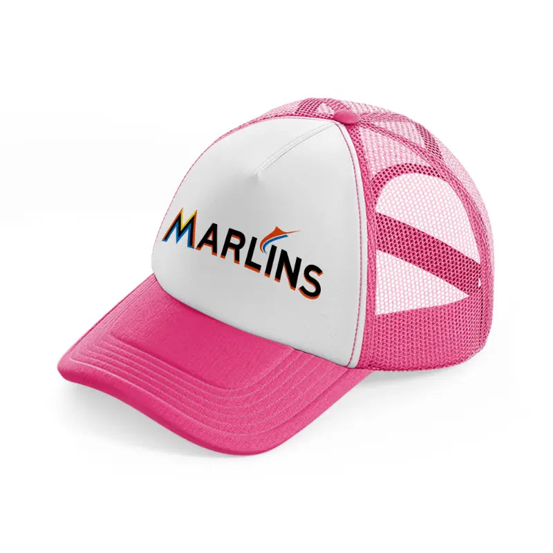 miami marlins retro-neon-pink-trucker-hat
