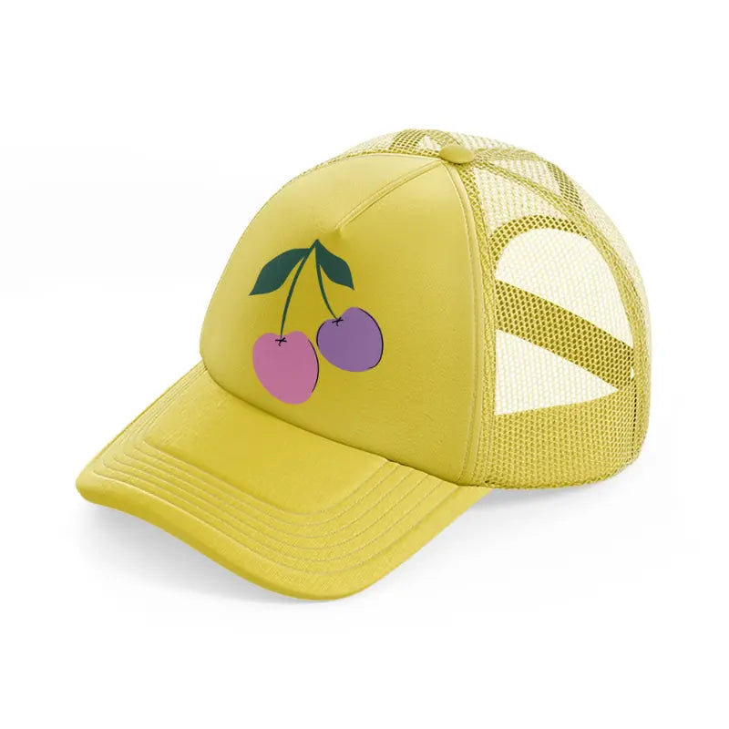 cherries-gold-trucker-hat