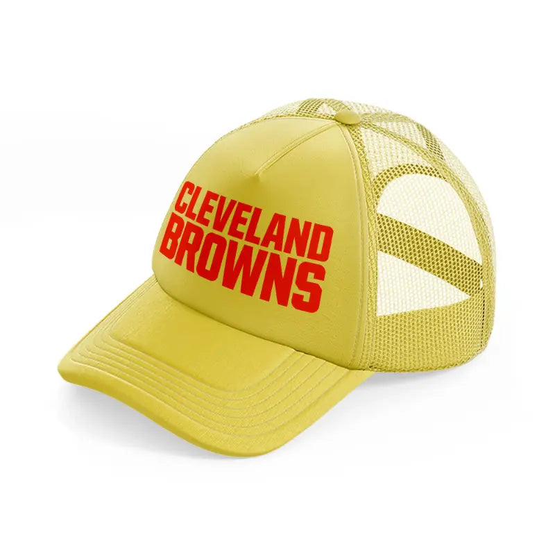cleveland browns text-gold-trucker-hat