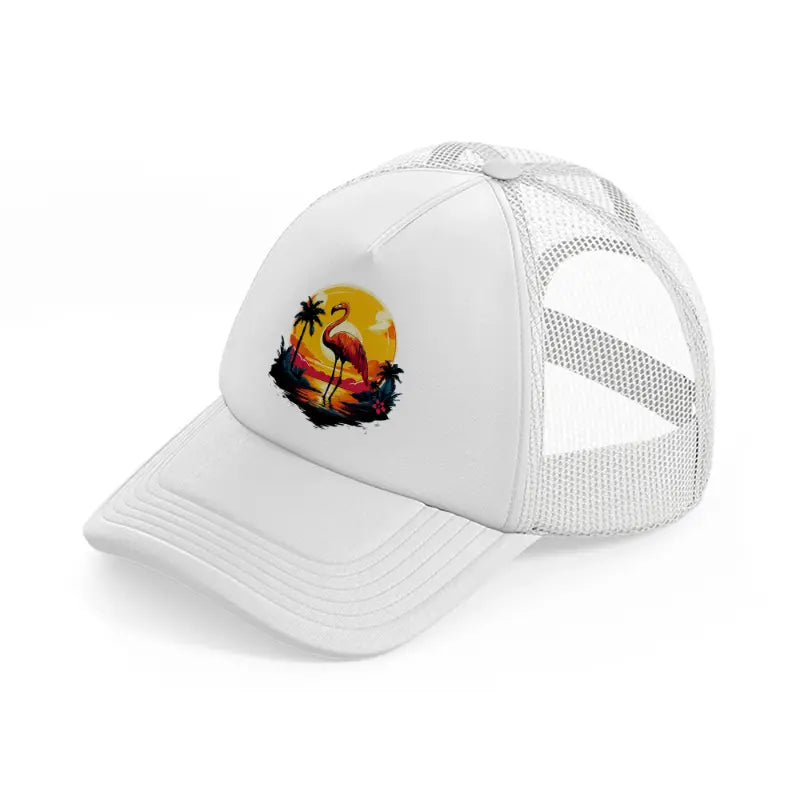 flamingo white trucker hat