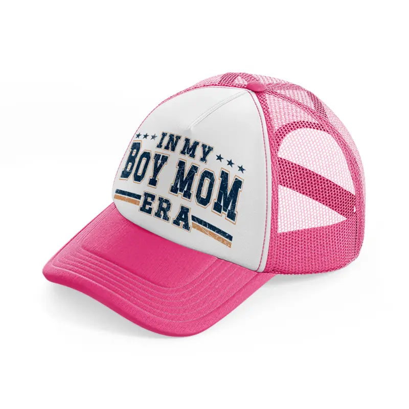 in my boy mom era-neon-pink-trucker-hat