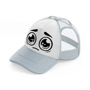 crying face grey trucker hat