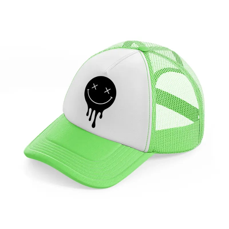 black melt smiley-lime-green-trucker-hat