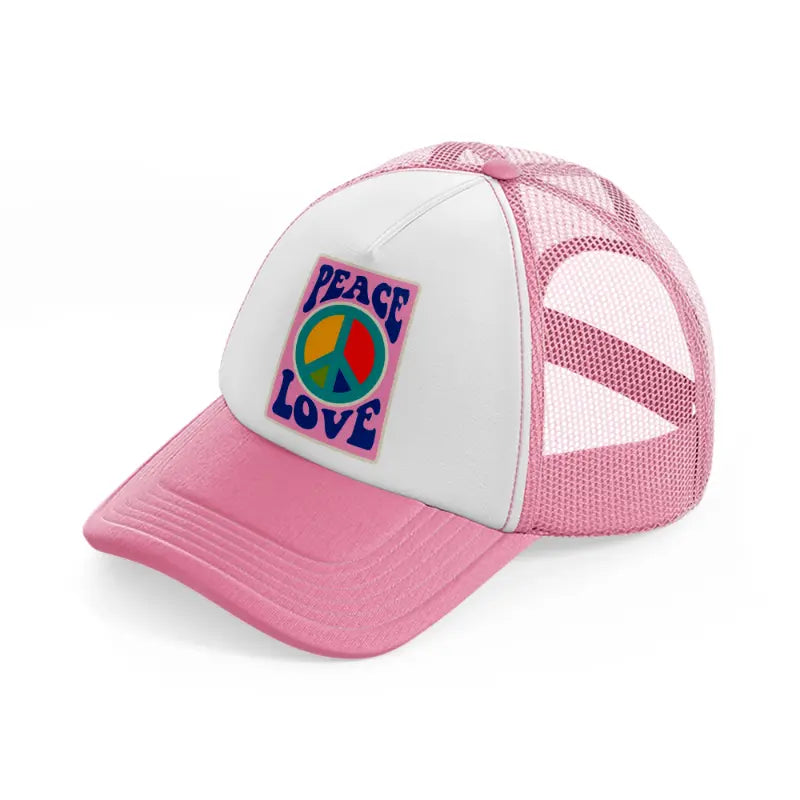 groovy love sentiments gs 02 pink and white trucker hat