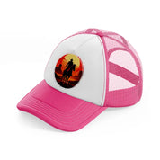 cowboy picture neon pink trucker hat