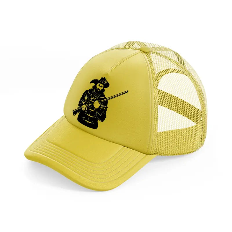 pirate with rifle gold trucker hat