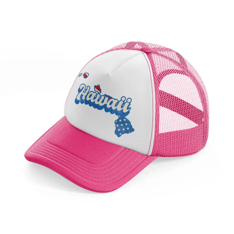 hawaii flag neon pink trucker hat