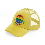 out and proud smile-gold-trucker-hat