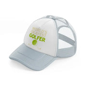 world's okayest golfer grey trucker hat