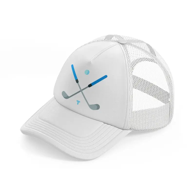 golf sticks.-white-trucker-hat