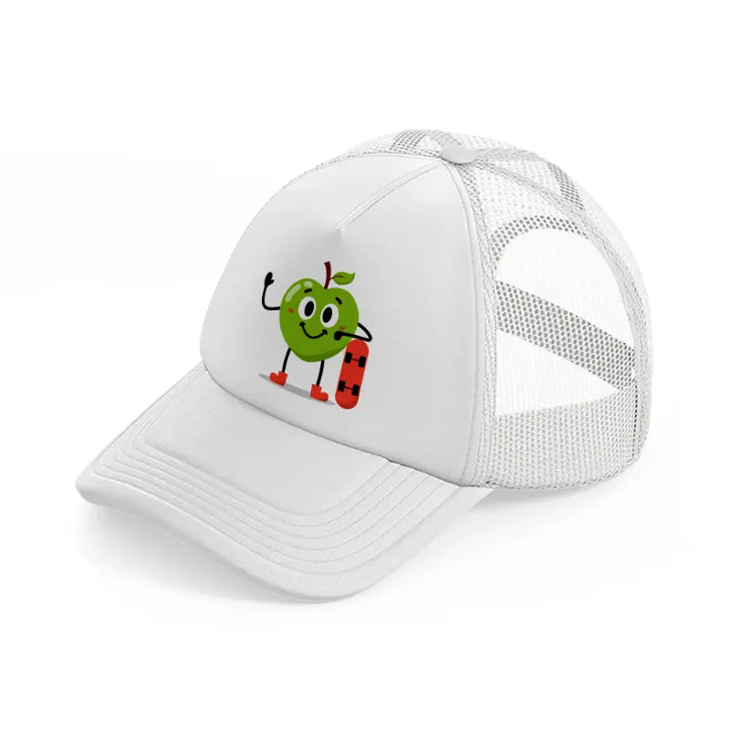 apple with skateboard-white-trucker-hat