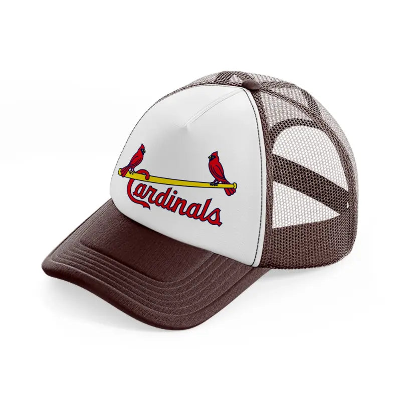 st louis cardinals vintage emblem-brown-trucker-hat