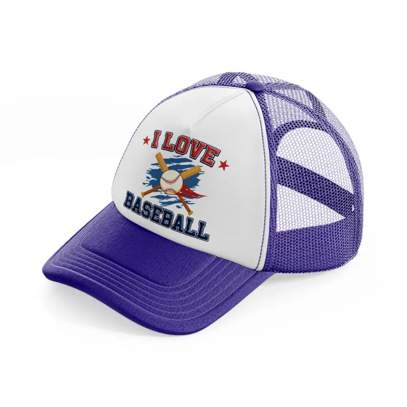 i love baseball purple trucker hat