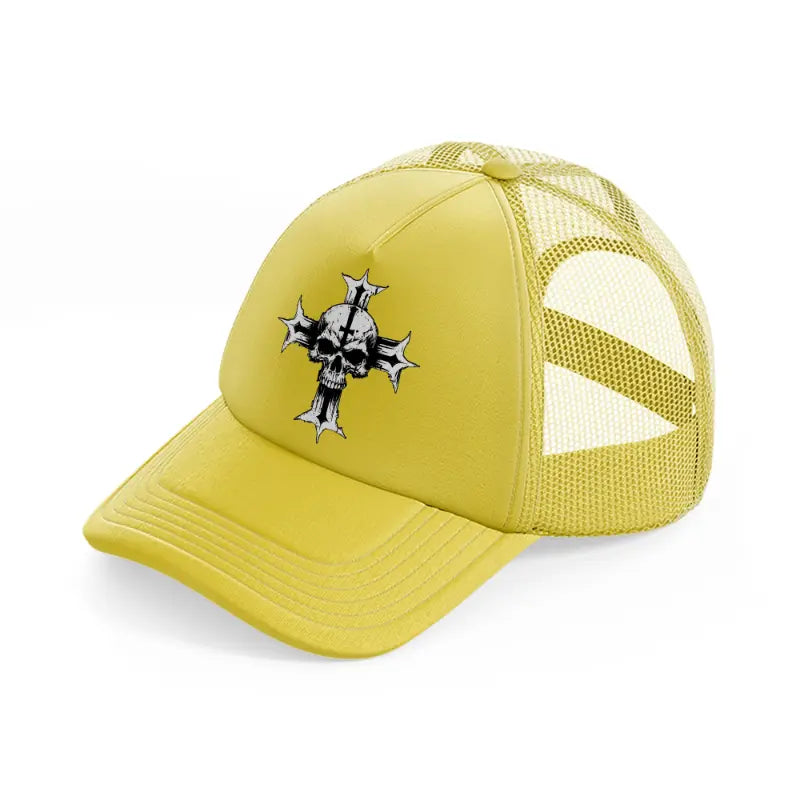 cross skull-gold-trucker-hat