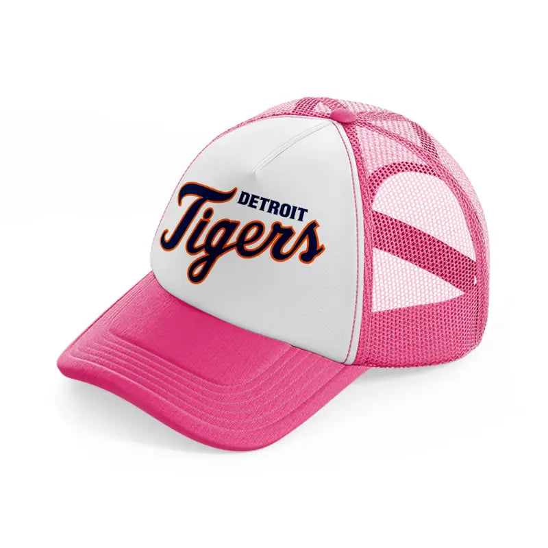 detroit tigers fan neon pink trucker hat