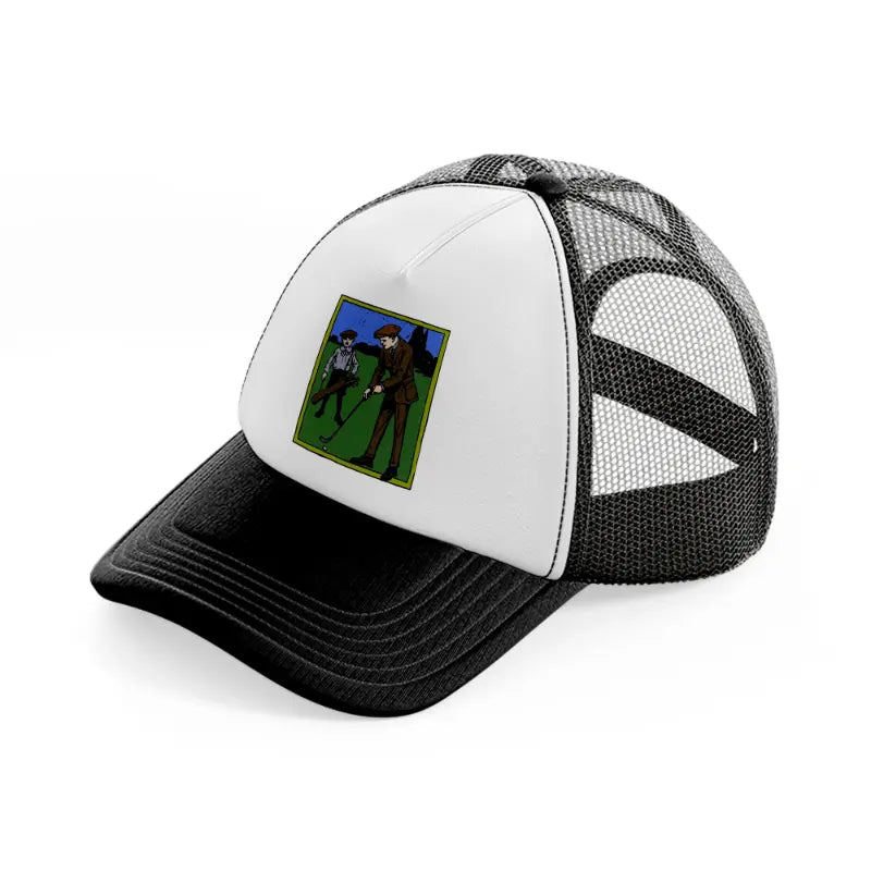 golfers color-black-and-white-trucker-hat