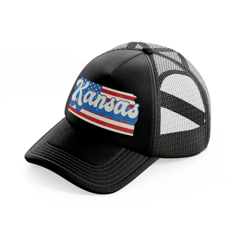 kansas flag-black-trucker-hat