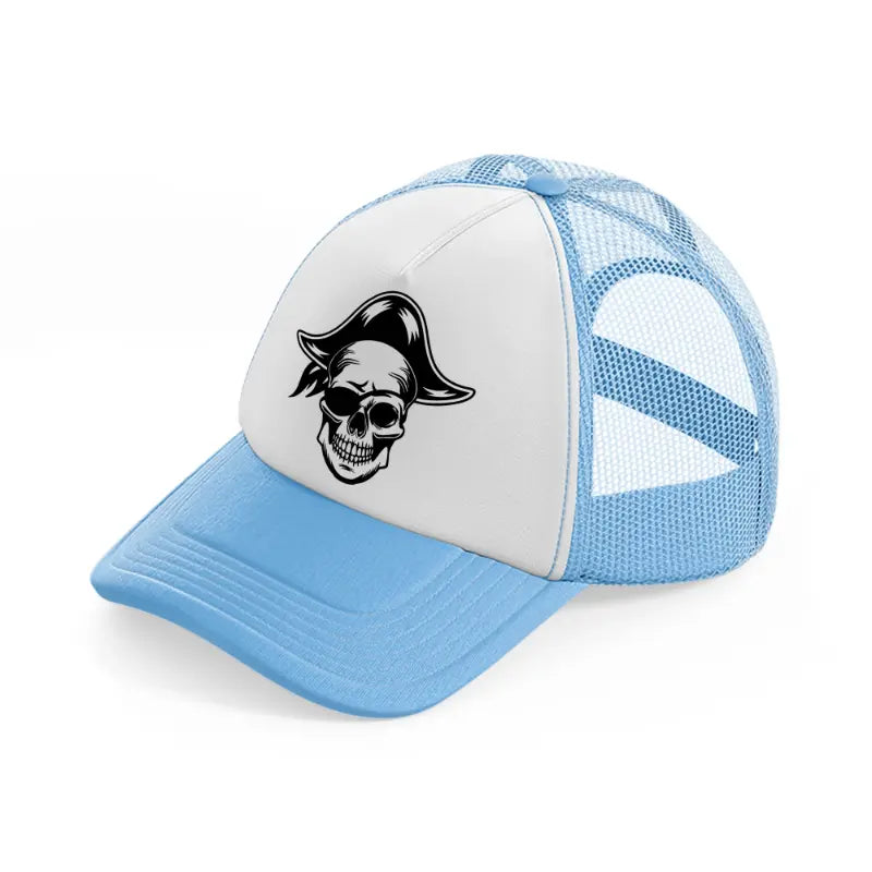 pirate skull head-sky-blue-trucker-hat