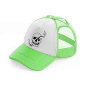 halloween skull-lime-green-trucker-hat